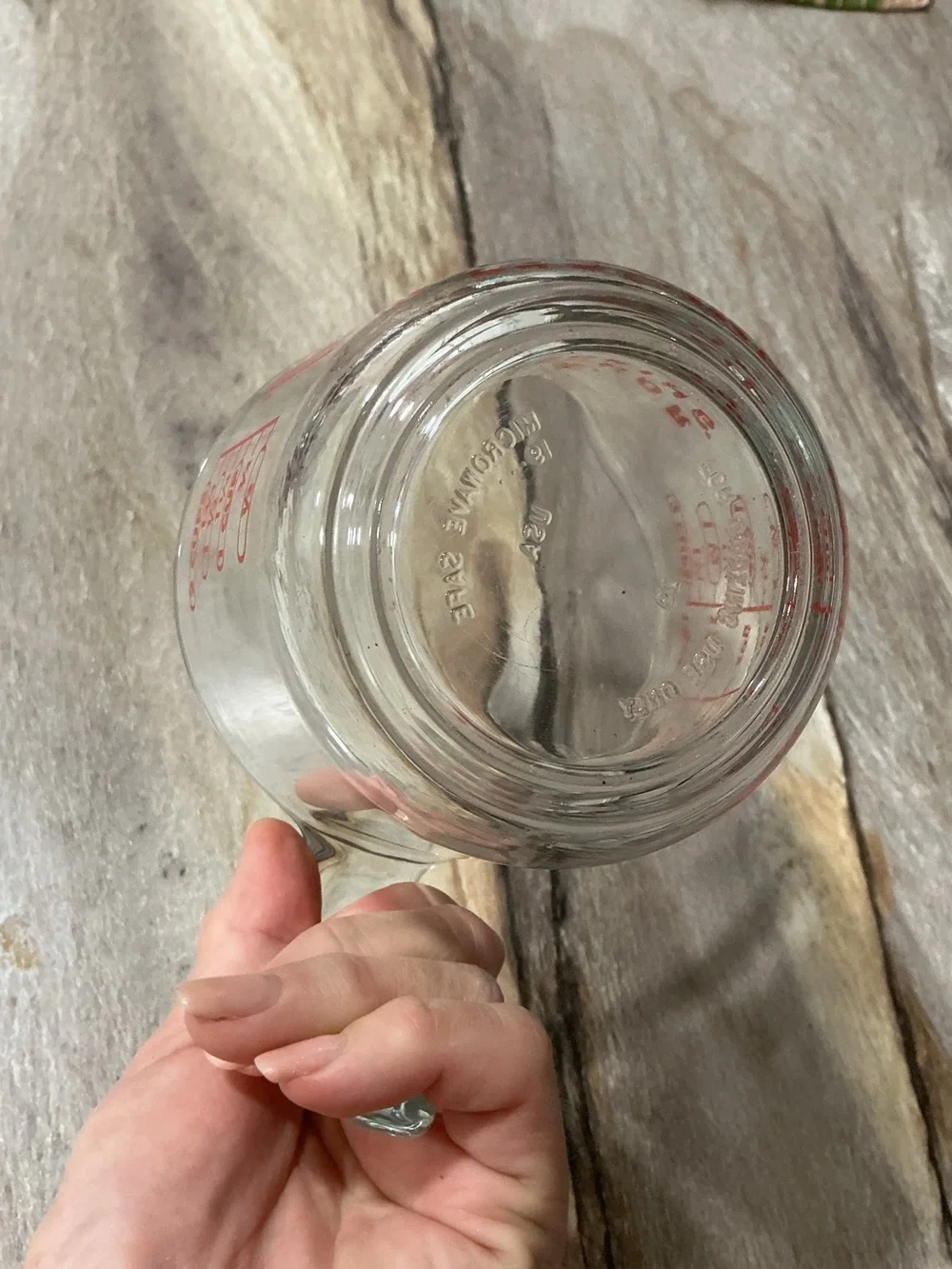 Anchor Hocking 2 Cup 16 oz Glass Measuring Cup Red Print Microwave Safe